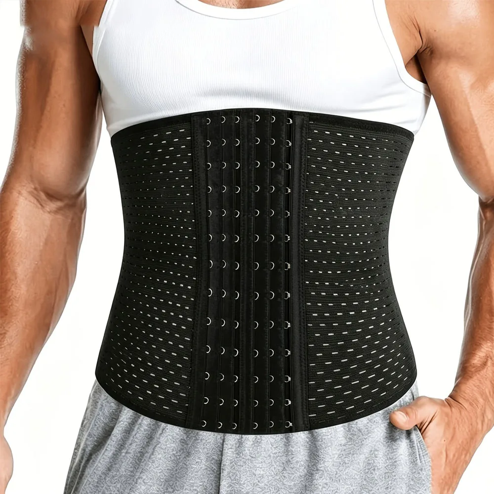 Men And Women Waist Trainer Belt，Body Shaper with 6 Rows of 13 Hooks Per Row Hook And Eye Closure, Breathable Sweat-Absorbent Tu