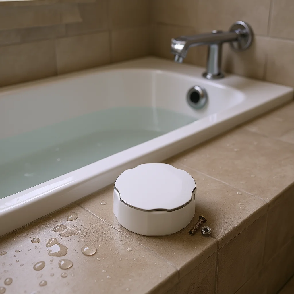 Stylish Chrome Bathtub Control Knob Easy Install & Overflow Prevention Bathtub Rotating Knob Water Divider Pull Cap Handle