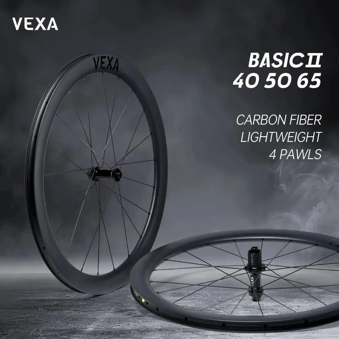 

VEXA Basic II Disc Road Bicycle 700C 1249g Carbon Fiber Wheelset Tubuless 40/50/65mm Depth Carbon Wheels Disc Brake