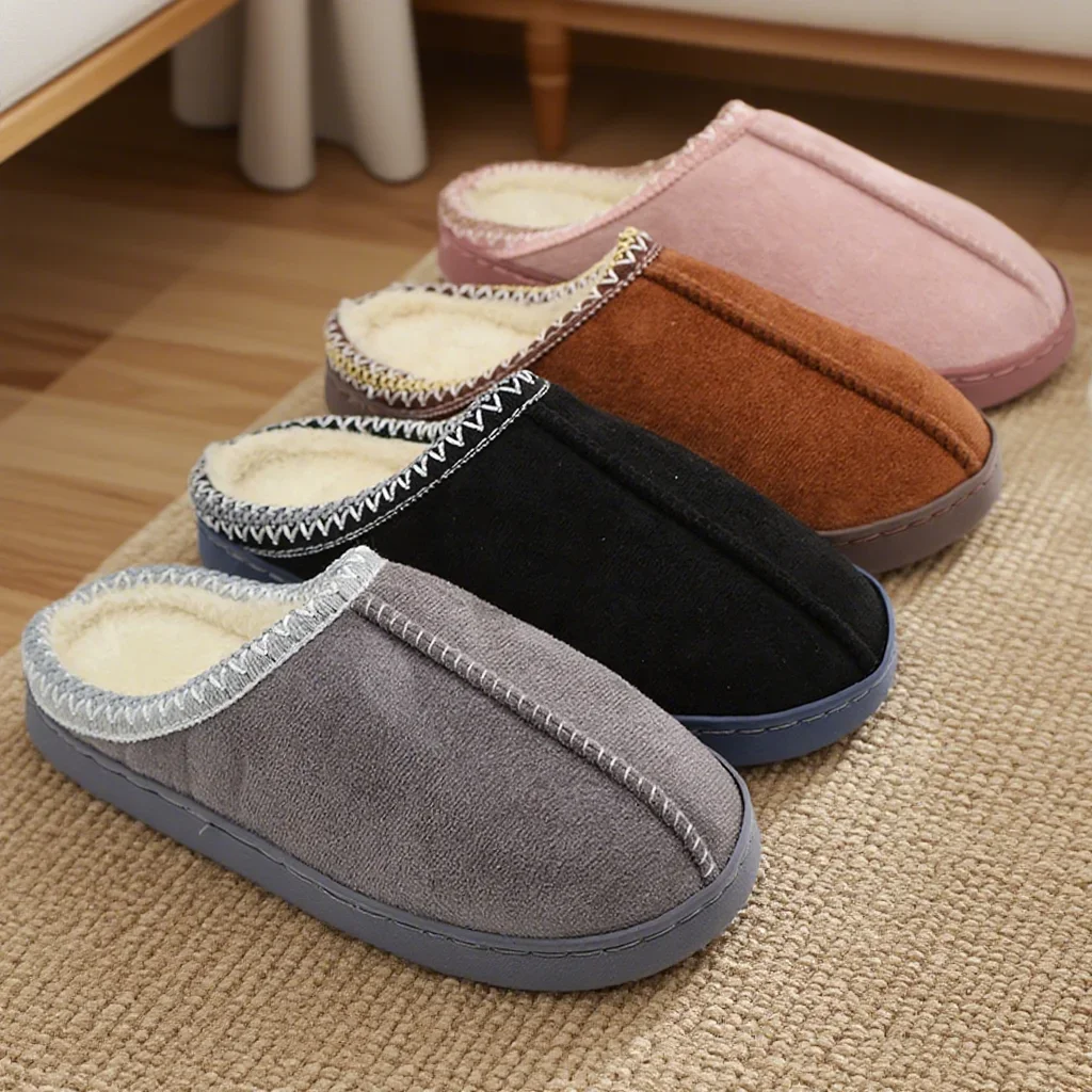 

Cotton Slippers for Autumn and Winter Indoor Thick-Soled Non-Slip Couple Warm Fleece-Lined Soft Sole