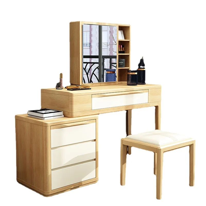 

Nordic solid wood dresser, simple makeup table multi functional home