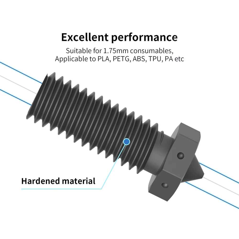 FYSETC Volcano Hardened Steel Nozzle, High Flow, 500 °, 0.2mm, 0.4mm, 0.6mm, 0.8mm, Volcano para Ender 3 Artillery Vyper