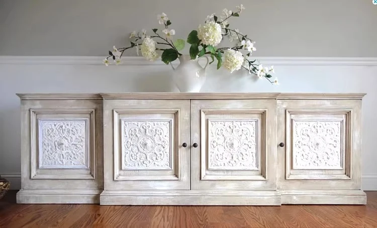 

French solid wood retro old audio-visual cabinet American rural multi-functional high-end side cabinet