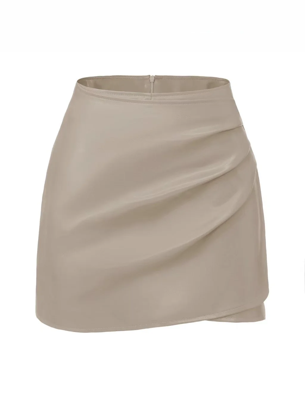 مثير غير المتكافئة عالية الخصر بولي تنورة تنورة السراويل النسائية سستة f طول مطوي غير النظامية Faion عادية مستقيم H-pe #5