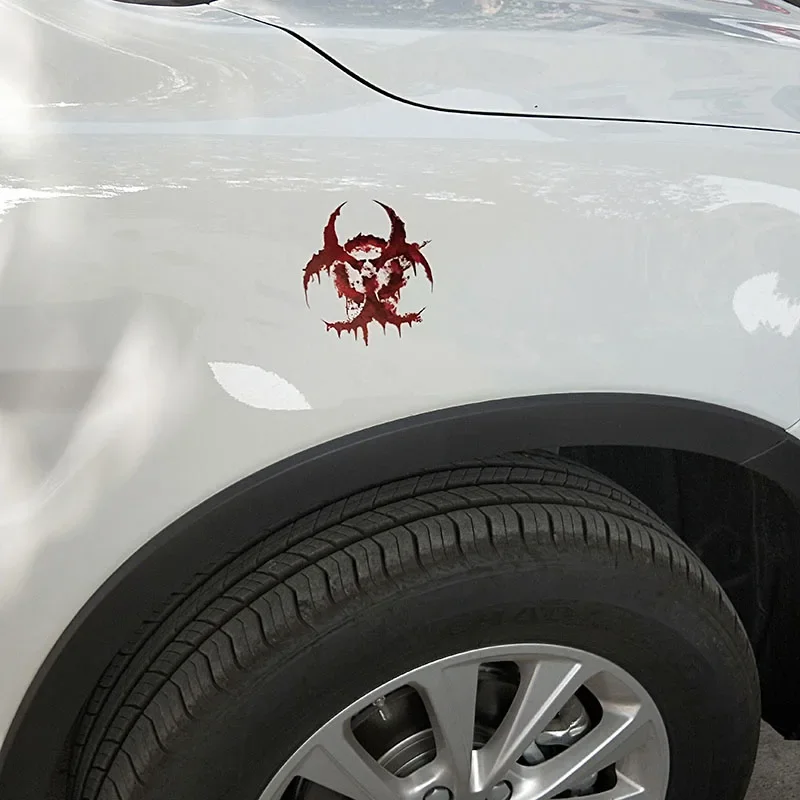 Creativity WHITE BLOODY BIOHAZARD Car Stickers and Decal Funny Bumper Window Trunk Laptop Cover Scratches Accessories KK11*11cm