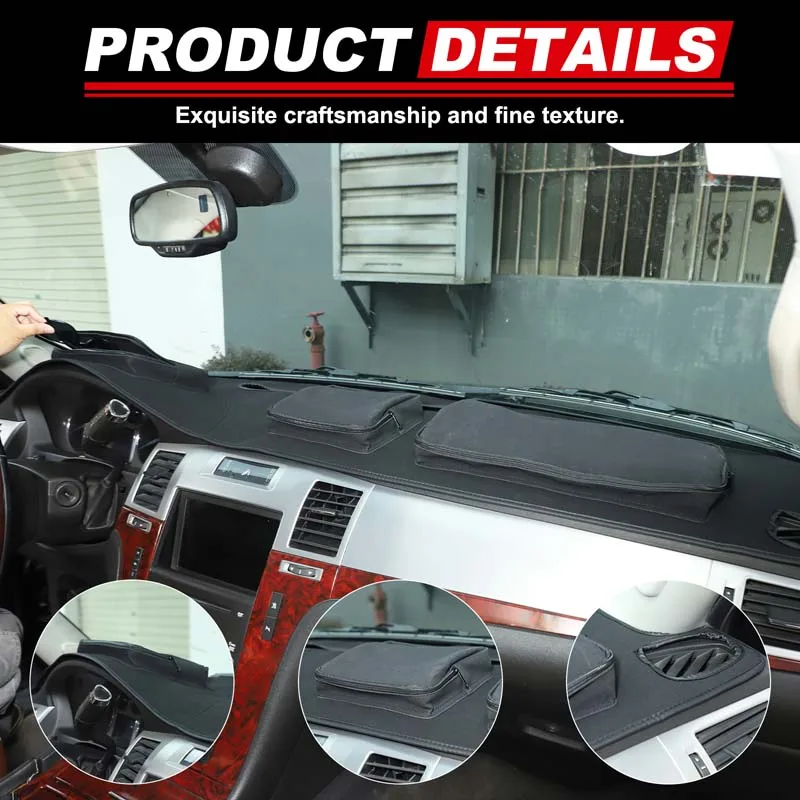 لكاديلاك إسكاليد 2007-2014 جلد الغنم لوحة سيارة المنظم حصيرة تخزين الوسادة تستيفها المنظم اكسسوارات