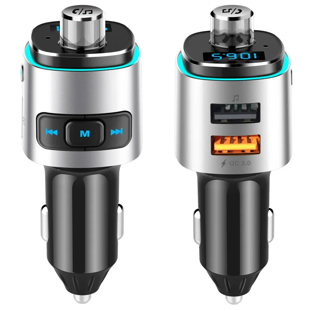 Colorful Ambient Light BC42 Car Card MP3 Player Bluetooth FM Transmitter Car Charger