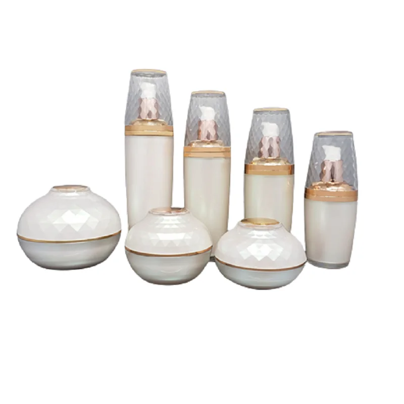 

30/50/120g Eye Face Cream Jars Magic Pink Bowl Shape Acrylic Cosmetic Packaging Set High Grade Lotion Pump Perfume Spray Bottles