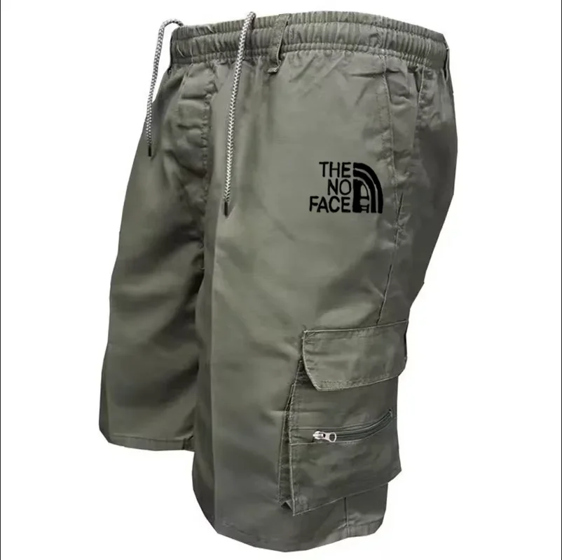 Men's Spider Print Cargo Shorts Male Outdoor Overalls Elastic Waist Cycling Shorts Multi-pockets Loose Work Beach Sports Shorts
