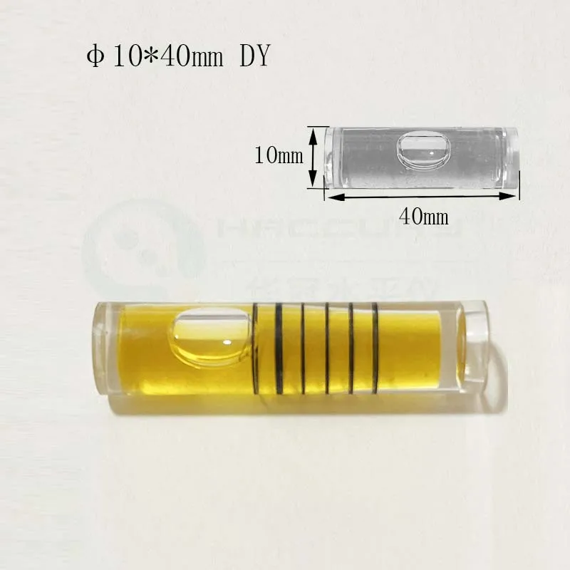 Plastic Acrylic Long Bubble Level D 10 L 30 35 40 mm Tubular PMMA Leveling Bulb Vials Beads Blister Horizontal Measurement Tool