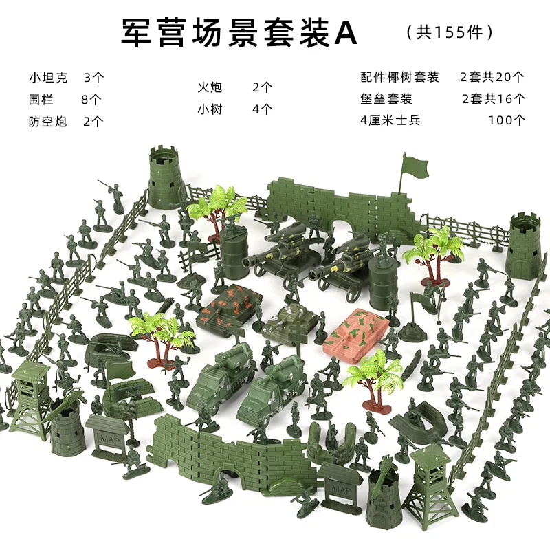 Militaire model actiefiguren plastic soldaten legermannen figuren soldaten vliegtuigen tanks set