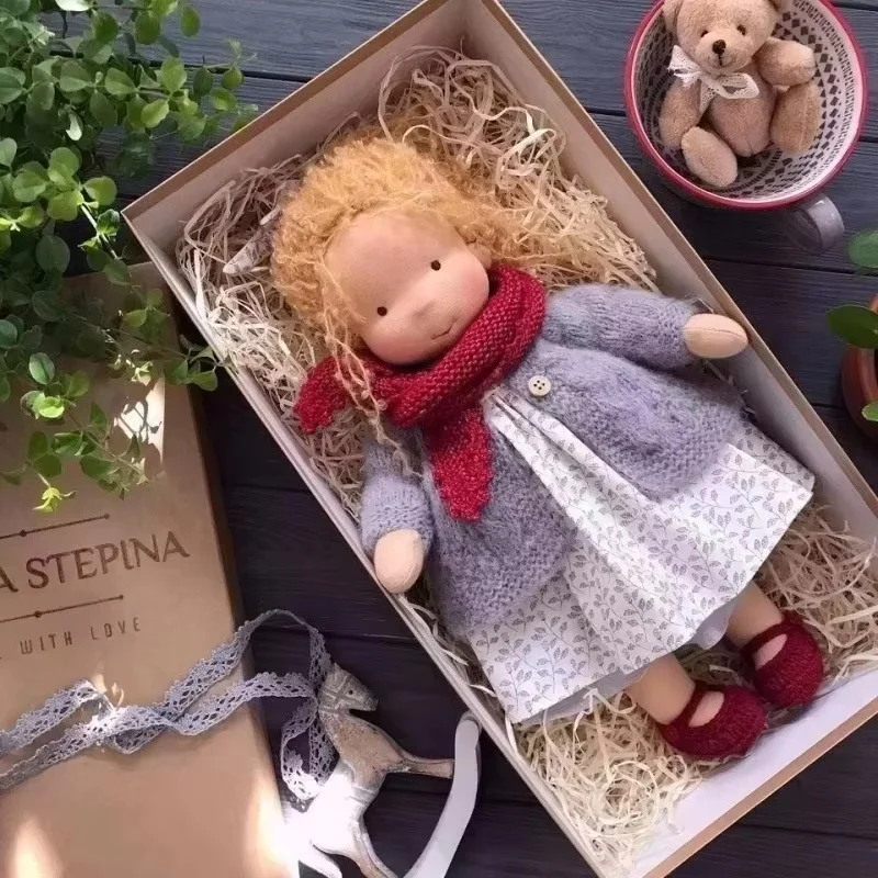 

New Handmade Cotton Waldorf Doll Artist Mini Dress-Up Doll Replacement Diy Gift Box Packaging Vinyl Doll Children'S Toy Gift