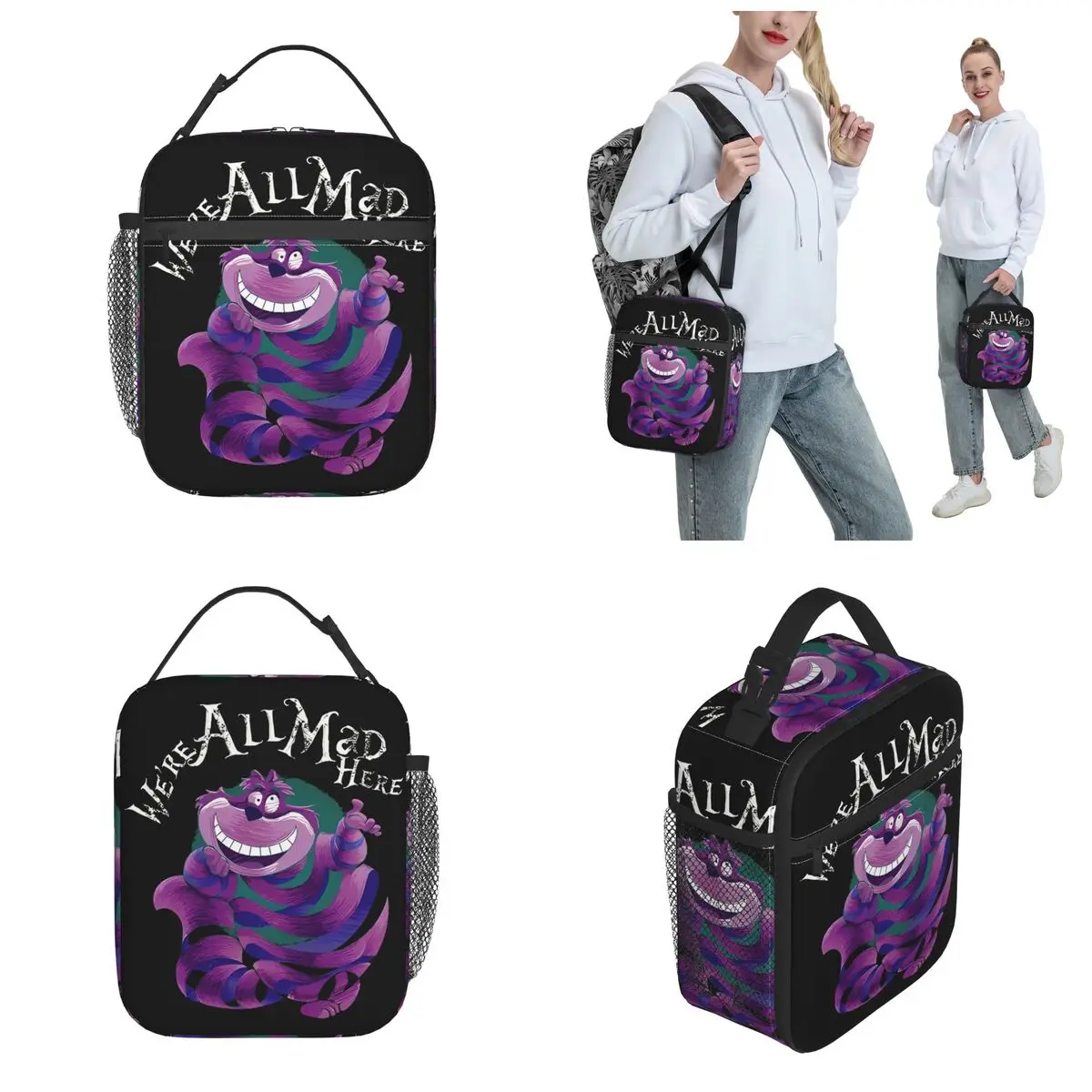 Lunch Boxes We Are All Mad Here The Cheshire Cat Merch Food Box Harajuku Thermal Cooler Bento Box For Outdoor