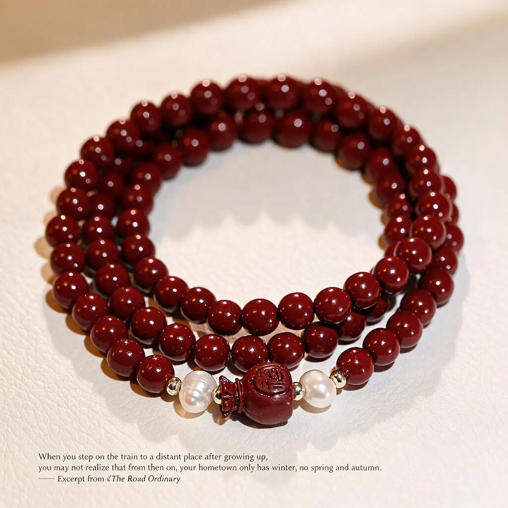Luxuryizable Multi Layer Cinnabar Fortune Bag Pearl Beaded Bracelet For Women New Chinese Style Elegant Delicate Fashion Jewelry