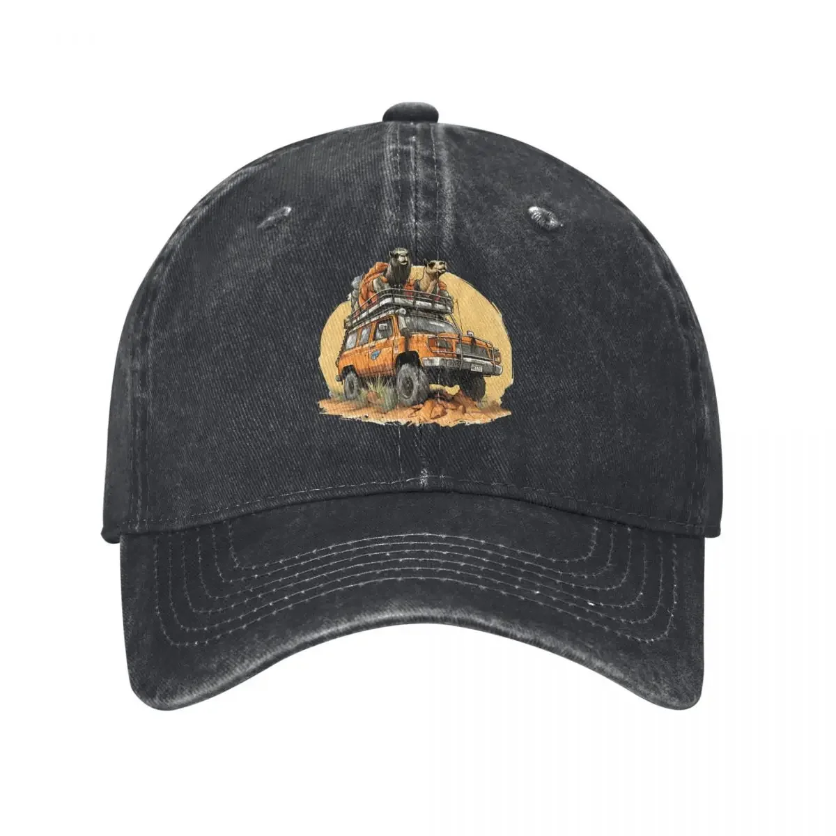 Gorras de béisbol Vintage Camels Trophy Vehicle, gorros lavados de mezclilla desgastados Unisex, gorras para actividades al aire libre de carreras todoterreno