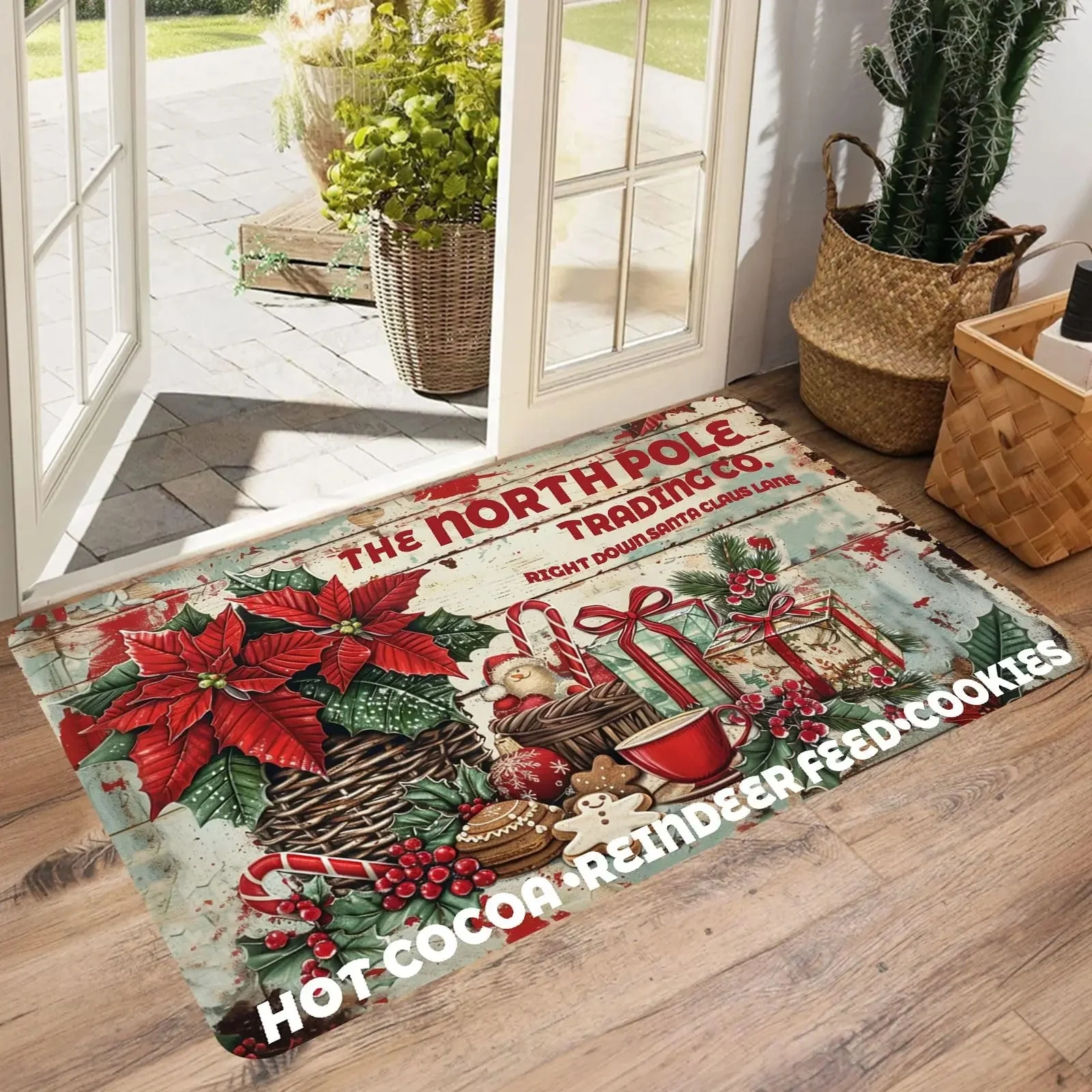 Fußmatte aus der VIKAMA Merry Christmas-Kollektion, weich, gemütlich und schallabsorbierend, Fußmatte für den Eingangsbereich, Badezimmerteppich, Heimdekoration