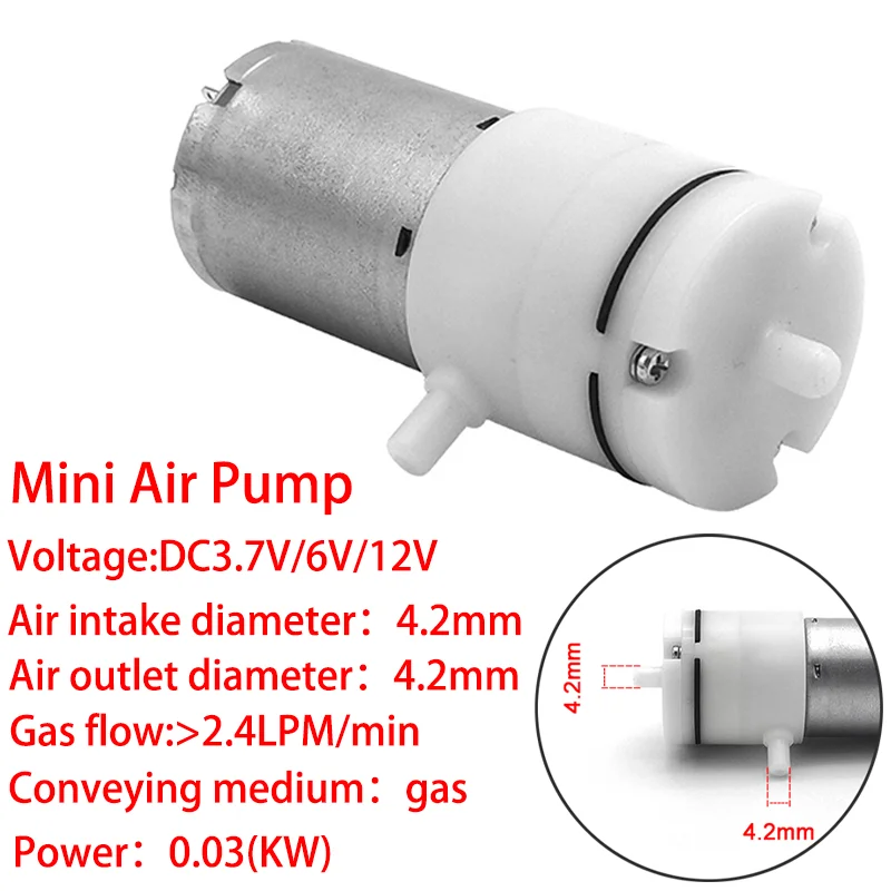 Micro Vacuum Booster Motor Elétrico Mini Bomba de Ar Instrumento de Beleza Tratamento Médico Bomba de Mama Ruído 65db, 3.7V, 6V, 12V, 370