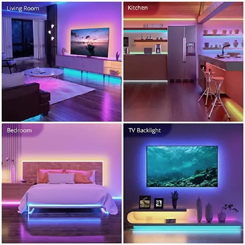 Tira de luces LED Tpae con Bluetooth para decoración del dormitorio, tira de luces LED RGB de Color 5050, 1m, 2m, 3m, 4m, 5m, 10m, 15m, retroiluminación LED de TV para el hogar