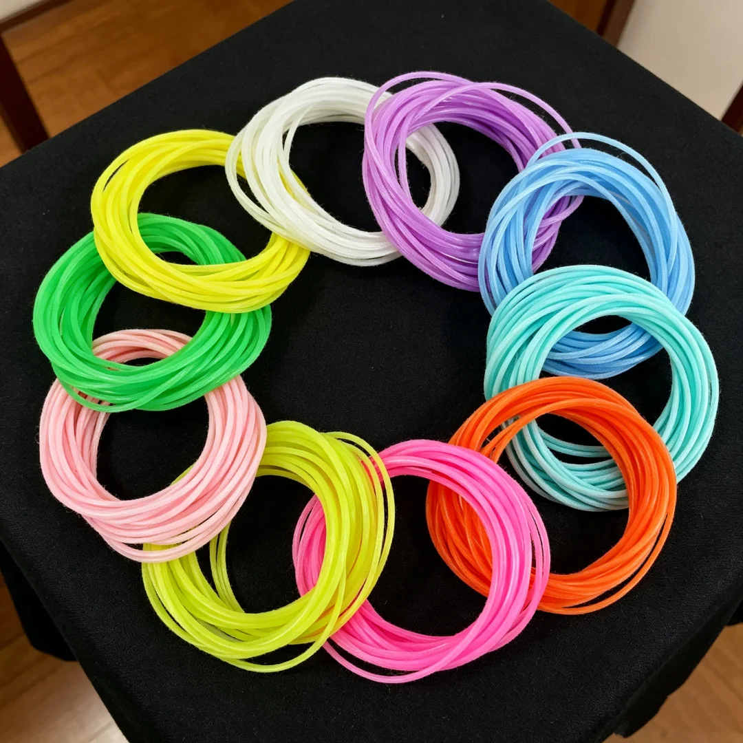 20/40/60 Pieces of Silicone Jelly Bracelets, Glowing 80s Hairbands, Multi-Color Rainbow Silicone Wristbands Bracelet