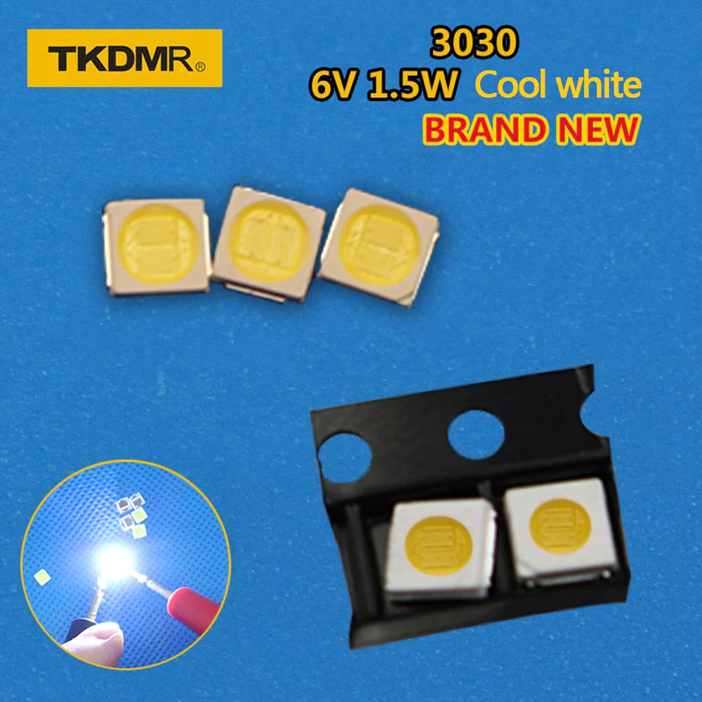 TKDMR 50pcs LED Backlight High Power LED 1.5W 3030 6V Cold white 150-187LM PT30W45 V1 TV Application 2835 smd led diode