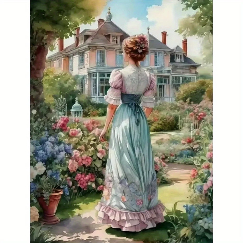 Vintage Lady in Victorian Dress Manor Diamond Painting Mosaic Handmade Artwork Full Round/Square Diamonds Gift Home Decor
