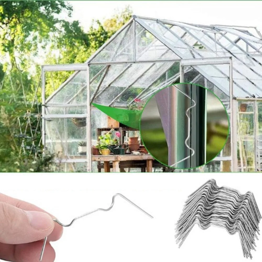 Greenhouse Window Securing Kit 150pcs Stainless Steel W Nails Z Buckles and Fixing Rings for Glass and Support