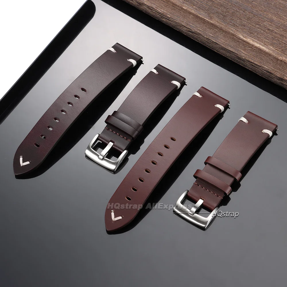 Oil Wax Leather Watch Strap 20mm 22mm Universal Wrist Band Quick Release Business Bracelet for Men Women Wristband Accessories
