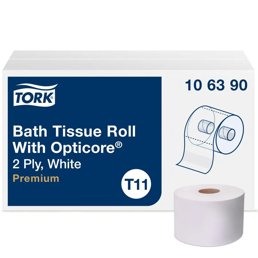OptiCore Midsize Toilet Paper Roll White T11, Premium, 2ply, 36 x 800 sheets, 106390