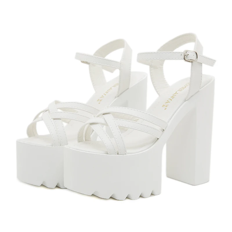 

Женские босоножки на платформе 14 см, летние босоножки на толстом каблуке с пряжкой и ремешком, просты повседневные удобные прогулочные зеленые туфли на каблуке