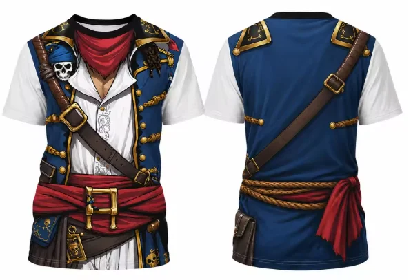 26Pirate Captain Halloween Cosplay Party 3DPrint Sport Quick-dry Breathable Men T-shirt Outdoor Street Parent-child Short Sleeve