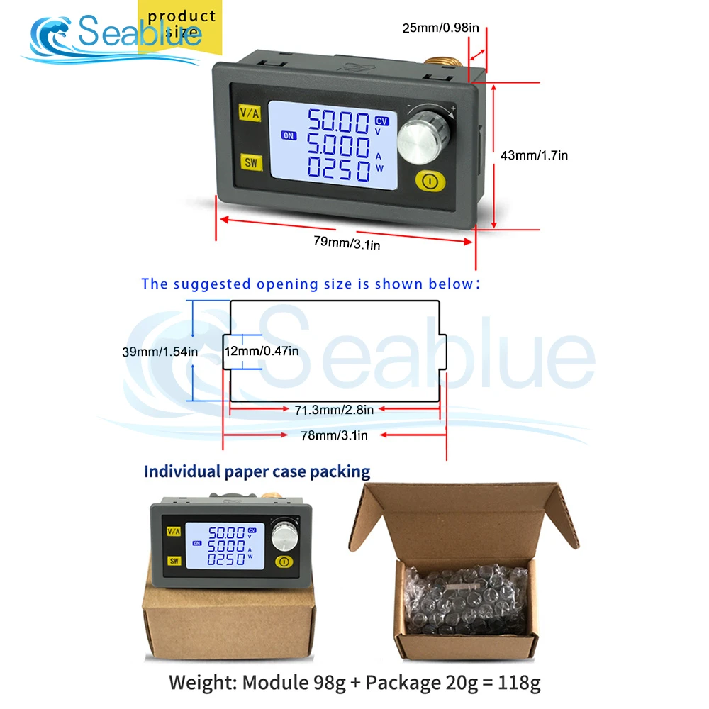 XY5005E XY5008E DC DC Buck Converter CC CV 6-55V 250W/400W 12V Power Module Adjustable Regulated Laboratory Power Supply