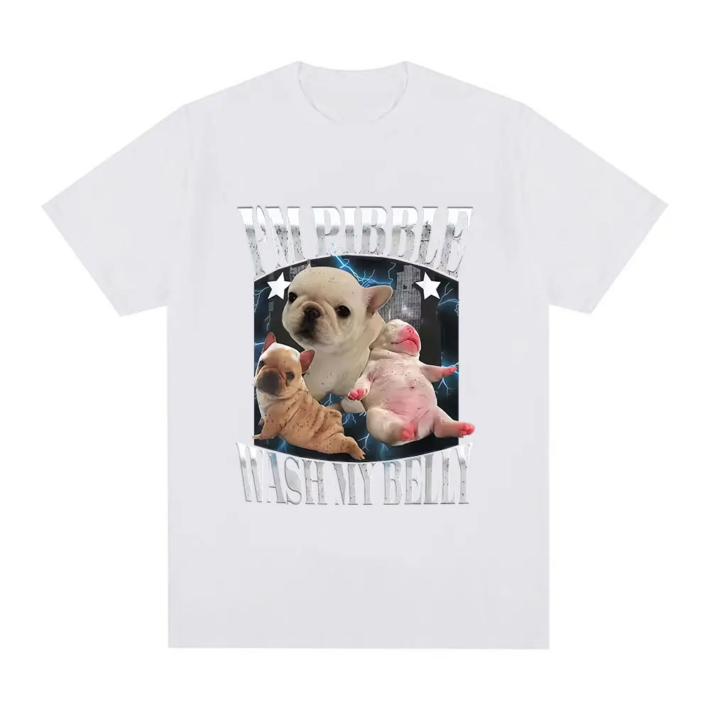 Funny Pibble Wash My Belly Dog Meme Printed T Shirt Women Vintage Fashion T-Shirts Short Sleeve Daily Wear Casual Clothing