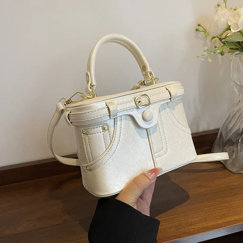 حقيبة صندوقية عصرية ومتعددة الاستخدامات، حقيبة كتف من الدنيم، حقيبة مكياج كروس متعددة الاستخدامات للنساء #2