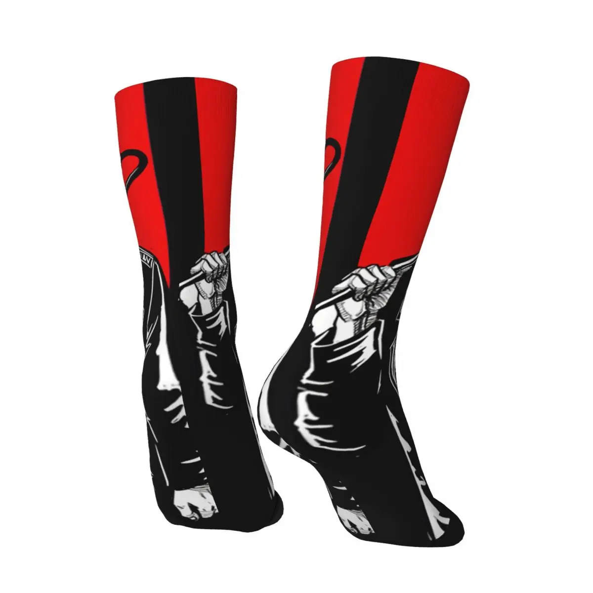 Funny Happy Red Background Classic Men's Socks Retro Harajuku The Boys Billy TV Show Hip Hop Novelty Casual Crew Crazy Sock