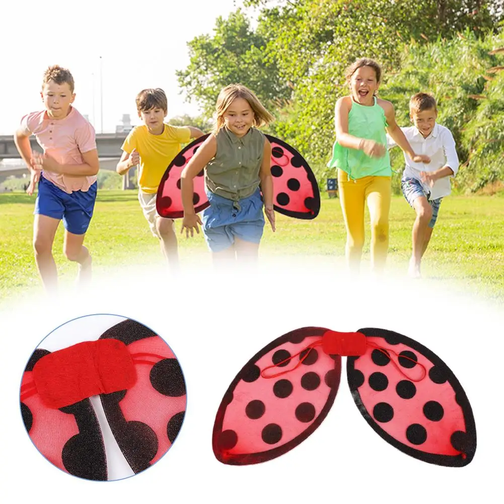 Cosplay Wing Props Vibrant Red Ladybug Costume Mesh Material Stage Party Cosplay Wing Performance Prop For Girls Ladybug Wing