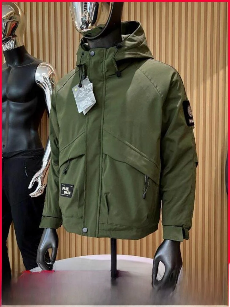 

Thiened Quilted Cotton Jaet for Couples Autumn Winter Warm Hooded Workwear Cotton Coat Youth Faion Polyester F...