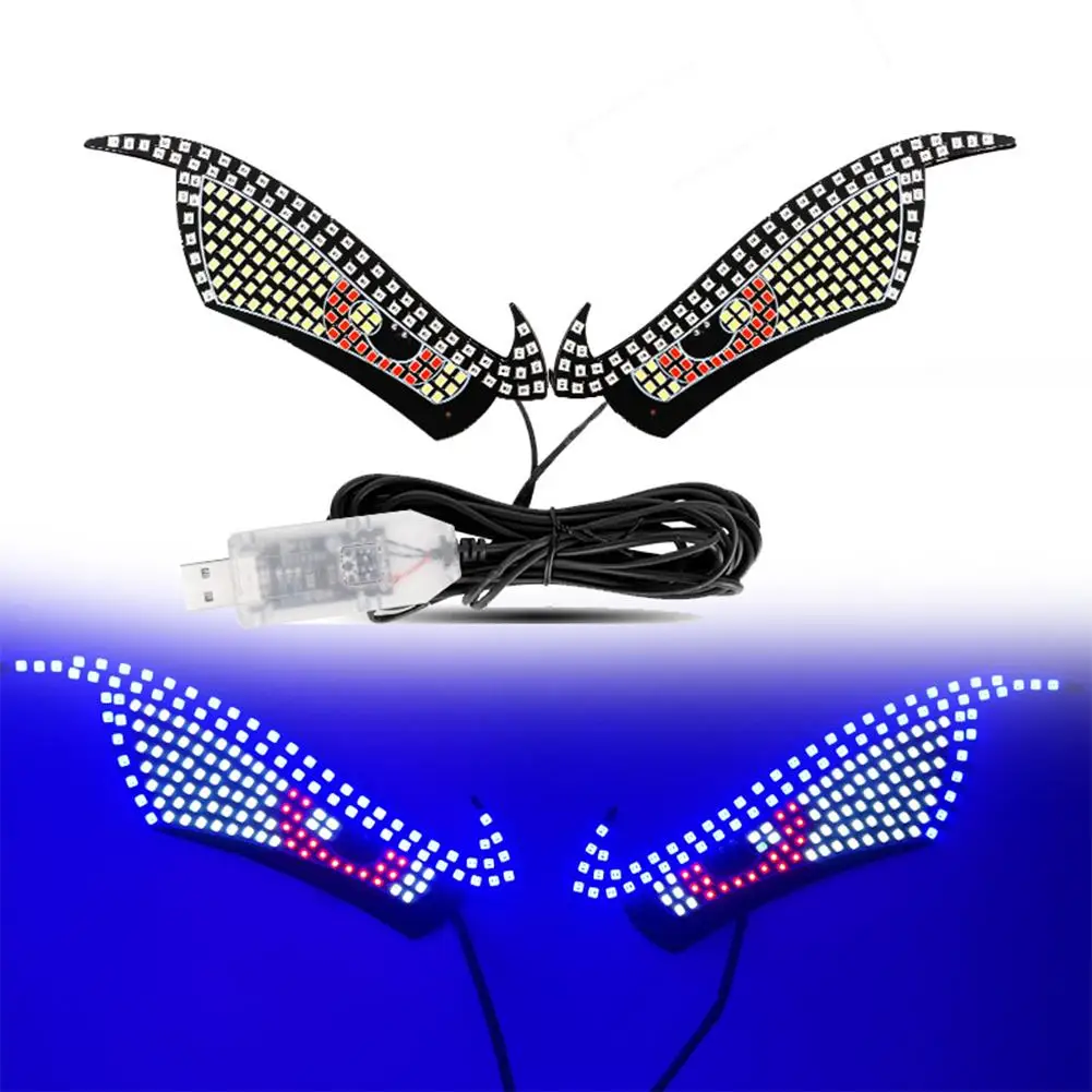 New Car Devil Eyes Light Dynamic Vehicle Windshield Digital LED Sign Display Auto Exterior Decorations Lamp Accessories