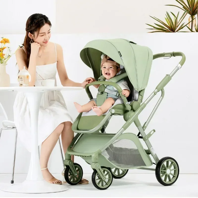 

High-view Portable Baby Stroller Foldable Two-way Multifunctional Lightweight Baby Stroller with Mother and Baby Bag