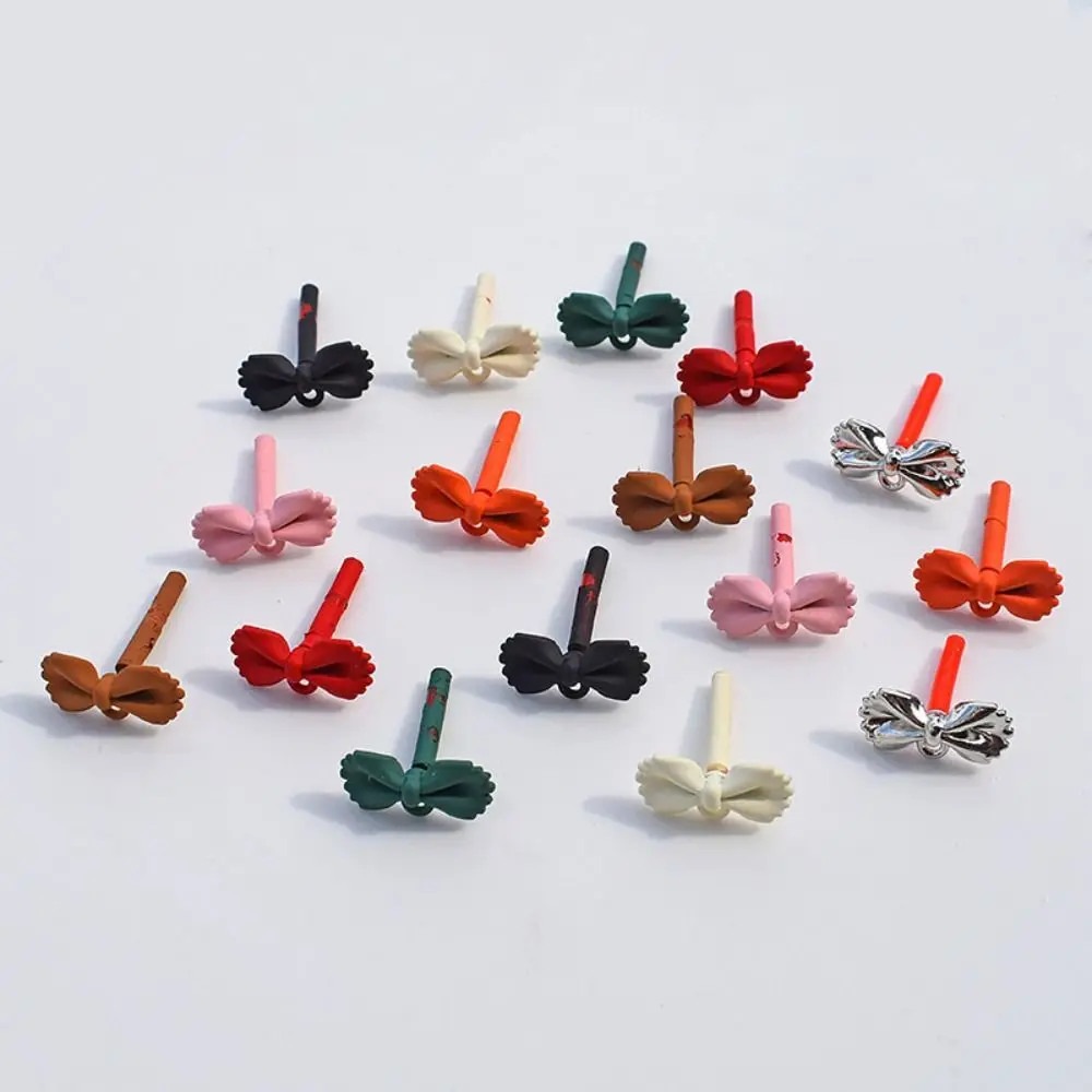 

5 Pairs Handmade Butterfly Earrings Base Minimalist Alloy Bow Earring Accessories Versatile Colorful Stud Earrings Connectors