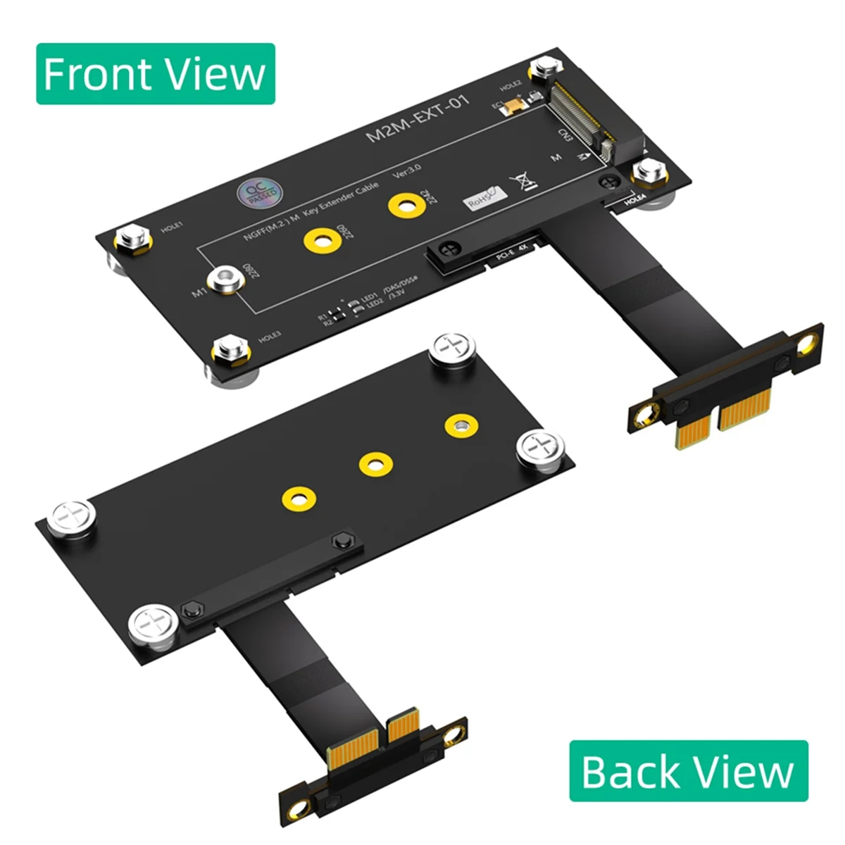 Câble d'extension avec support de tampon magnétique pour PC, M.2 NGFF NVcloser M-Key SSD vers PCI-E 1X, 2230, 2242, 2260/2280 M.2 SSD