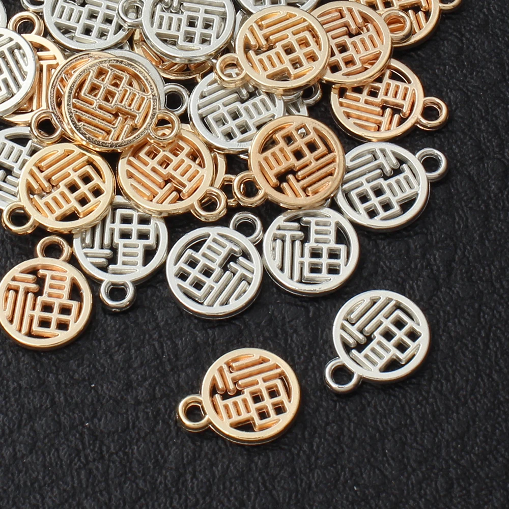 100 sztuk powodzenia CCB Charms chińskie Fu wisiorki dla Diy bransoletka kolczyki naszyjnik dokonywanie szczęśliwa biżuteria ręcznie robione materiały