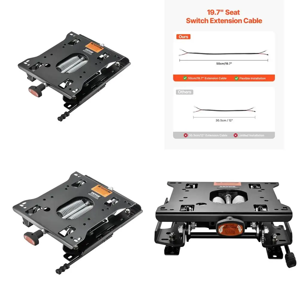 

Adjustable Seat Suspension Kit for Tractors and Bulldozers, 6 Front-to-Back, Air Ride or Zero Turn Mower Compatible