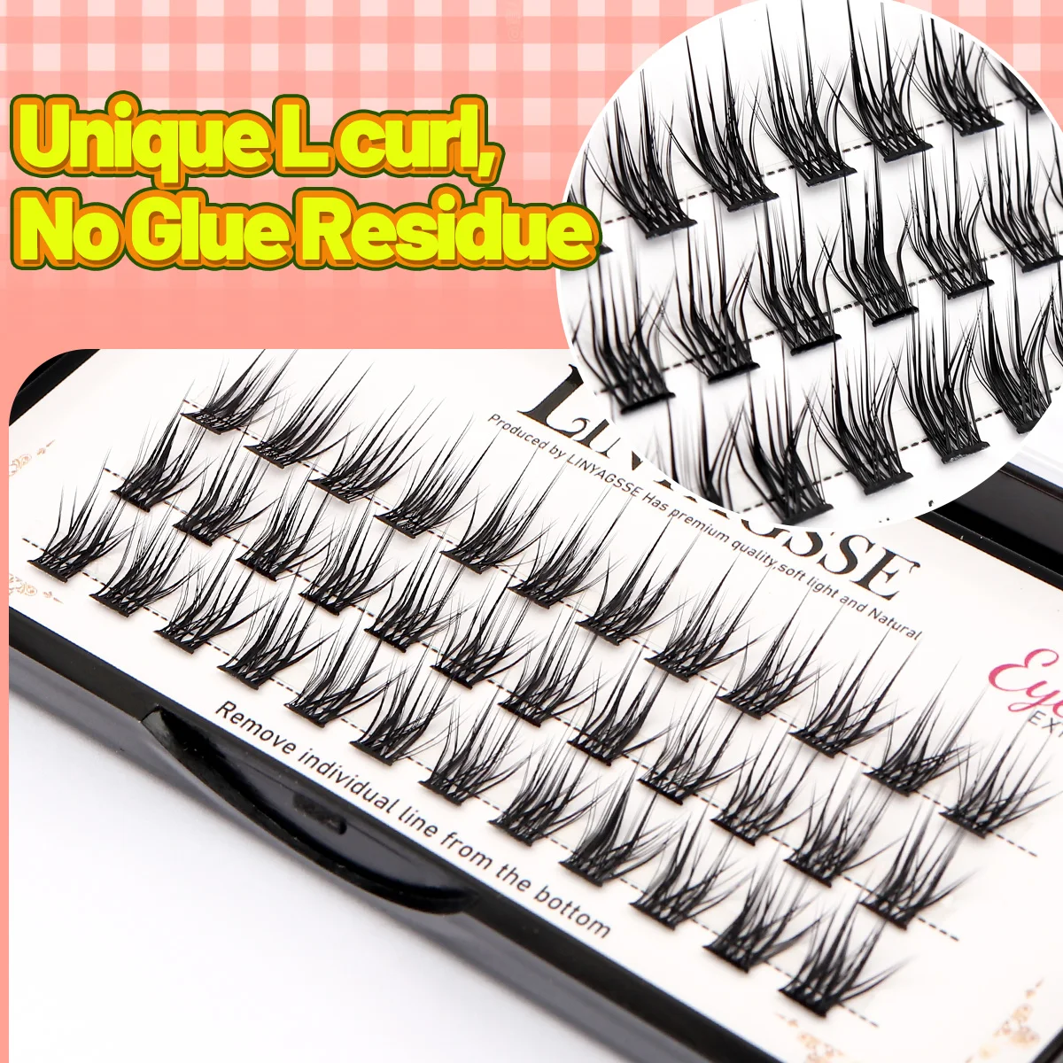 LINYAGSSE LN2350 L Curl Super Cluster Eyelash Extension Natural Mink Eyelash Individual Lashes Makeup Tools Cilias Volume