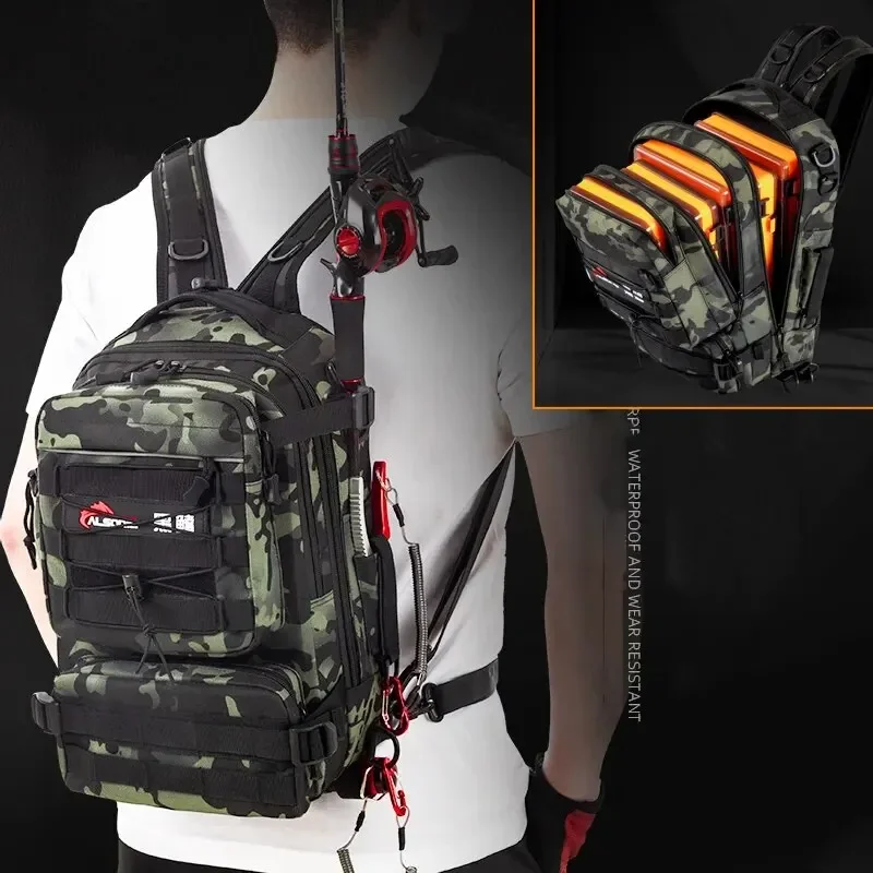 

New fishing gear backpack, men's outdoor double-shoulder multi-functional waist bag, outdoor bag and travel bag