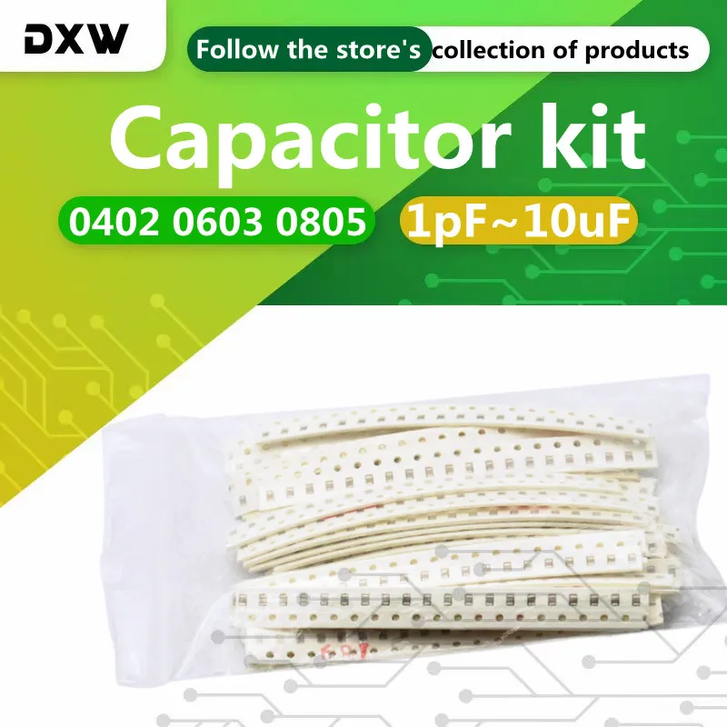 

2500PCS/Lot 0402 0603 0805 Capacitor kit 50values*50pcs 1pF~10uF Samples Kit Electronic Diy Kit 10pF 15PF 68PF 1nF 10nF 100nF