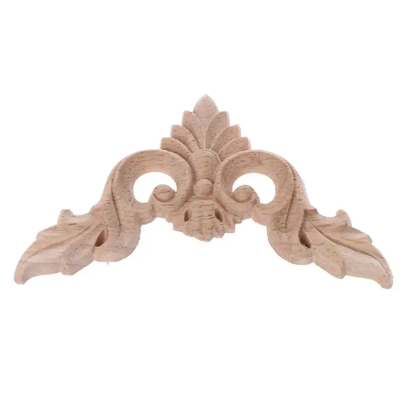 367A 4pcs/set Wood Carved Corner Flower Onlay Applique Unpainted Frame Cupboard Cabin