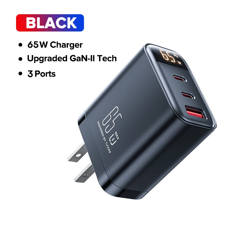 Tuodes 65w GaN-oplader PPS PD USB Type C Snel opladen QC4.0 Snel opladen voor iPhone 17 Macbook Air Tablet Samsung Xiaomi Laptop