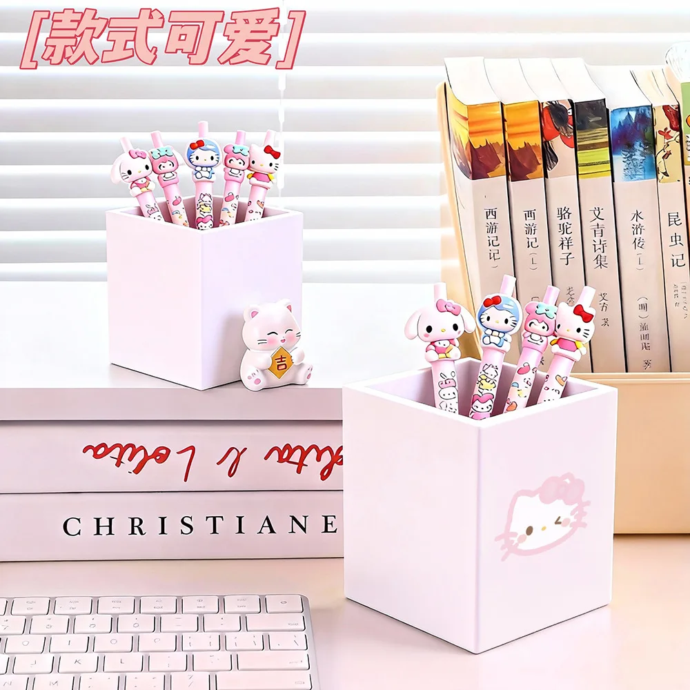 

Kawaii Sanrio Hello Kitty Pen Holder Cute Large Capacity Desktop Pen Holder Storage Bucket Multi functional Student Pen Holder