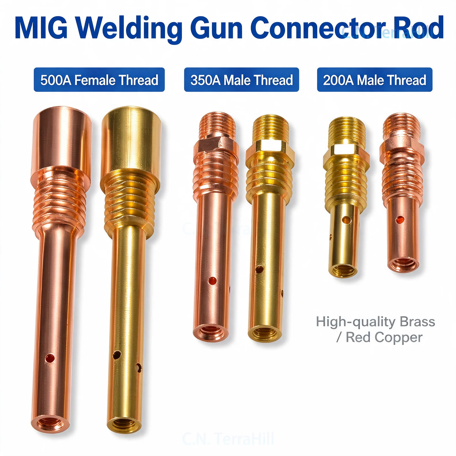 Copper Contact Tip Holder Connector for MIG Welding Torch 200A 350A 500A Compatible with Yaskawa Panasonic Robotic Welding