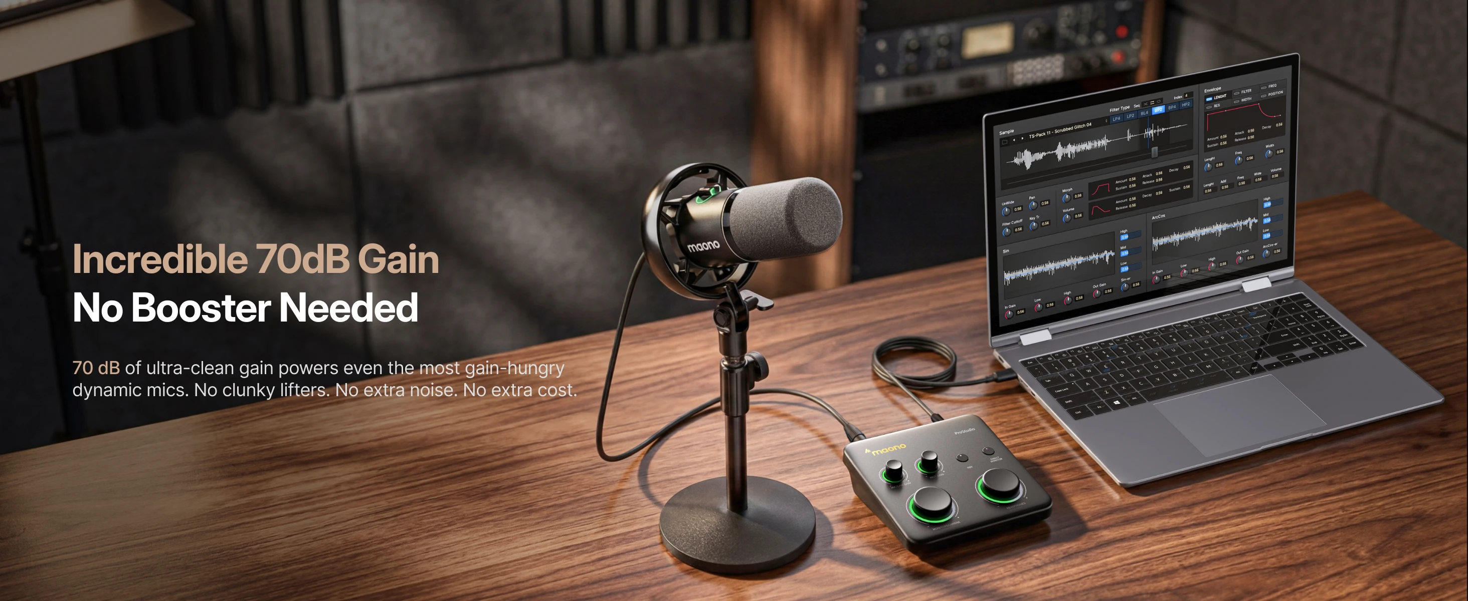 MAONO P1 Hybrid Audio-Interface mit 70dB Verstärkung für PC, Telefon, iPad, Gitarre, Auto-Gain, Loopback, ASIO für Podcast, Streaming, Musikaufnahme – Detail 18
